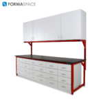 storage workbench with red frame