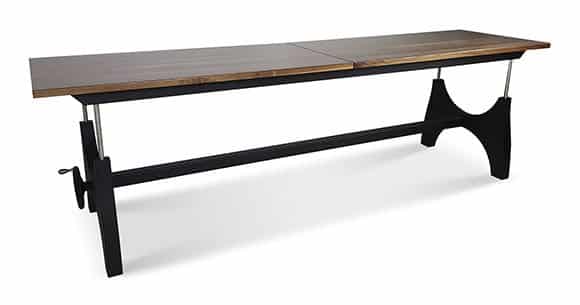 industrial height adjustable conference table with wood