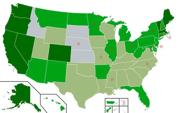 Map of US state cannabis laws 2018
