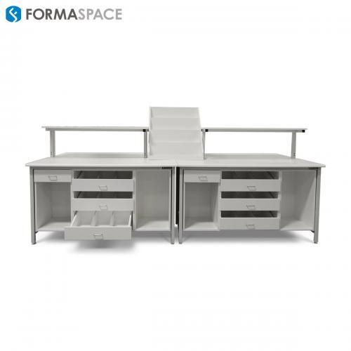 pharmaceutical furniture with built-in custom storage compartments