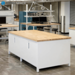 Highter Education Innovation Lab with Collaborative Islands and Designated Workstations