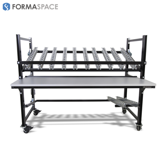 mobile flow rack with loading and unloading rails
