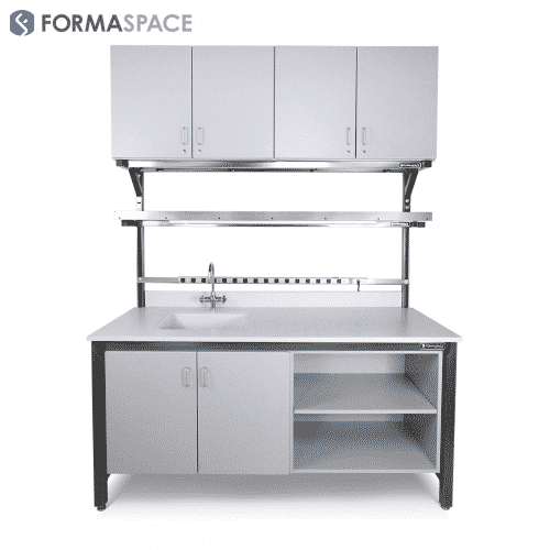 lab workbench with upper and lower storage