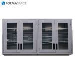 Steel Storage Cabinets with Glass Panes to View All Equipment