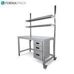 stainless steel workbench on casters