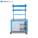 blue benchmarx with powder coated steel shelves