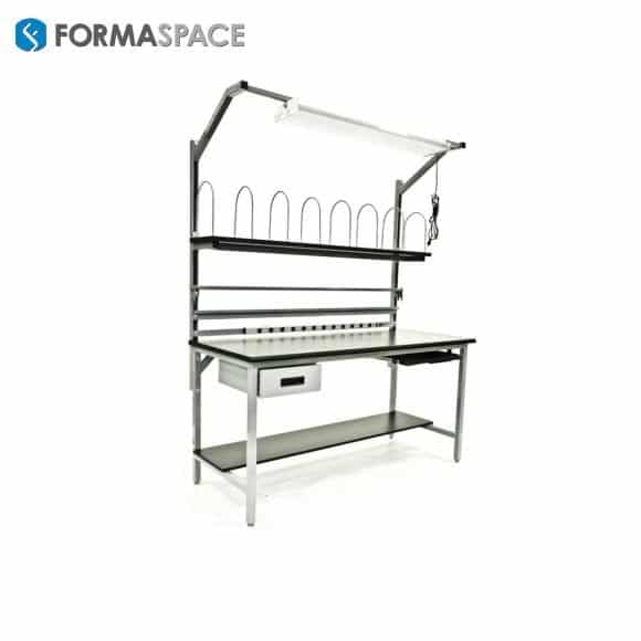 material handling workbench for a packing facility