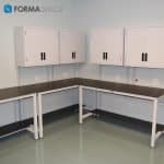 phenolic workbenches with upper cabinetry