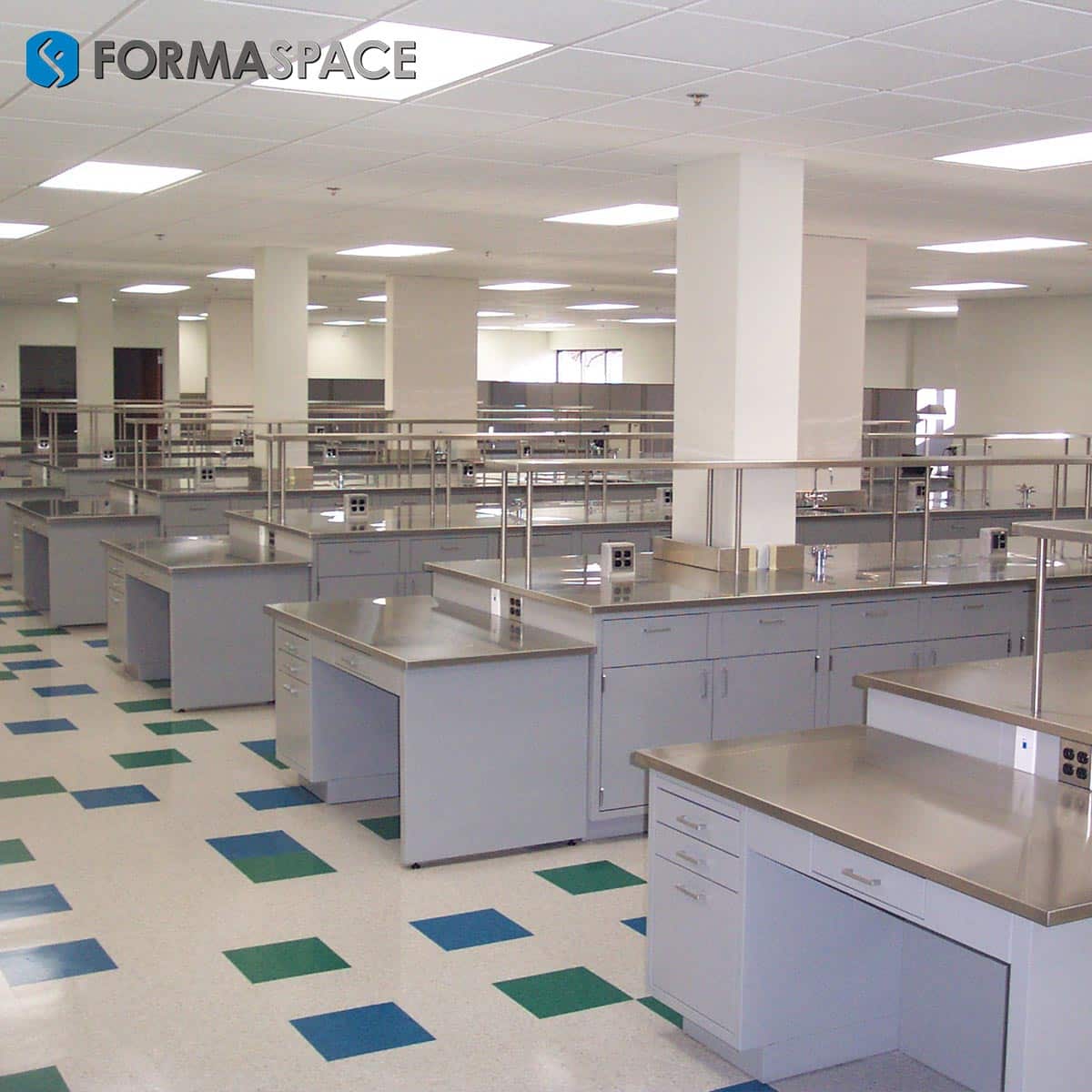 Casework with Stainless Steel Countertop & Reagent Shelves