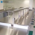 stainless steel countertop and reagent shelves