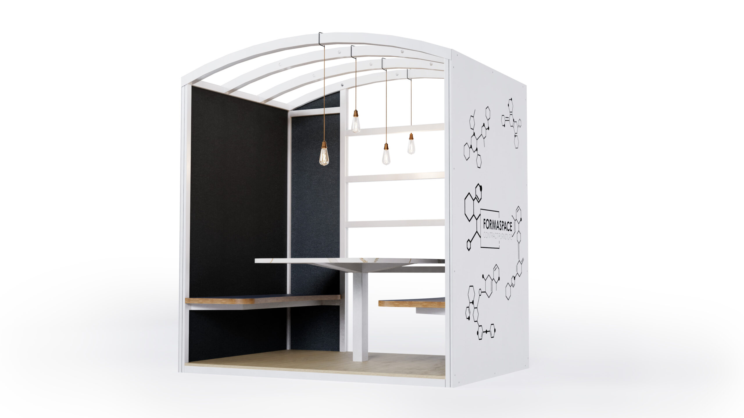 formaspace collaboration pod with a custom molecular graphic