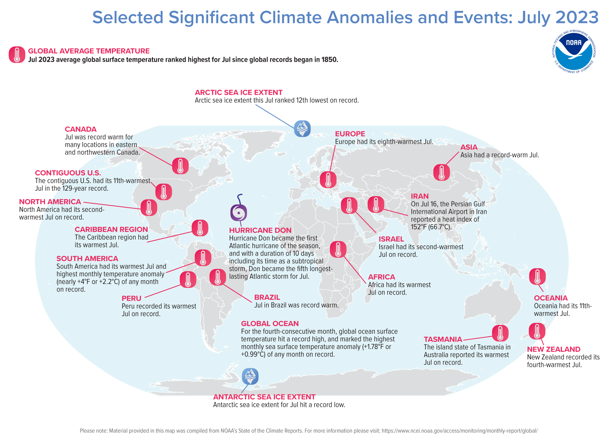 NOAA Selected Climate Events July 2023