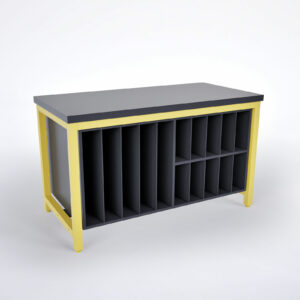black and yellow velvet top filing storage unit custom