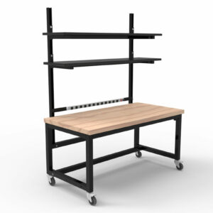 Height Adjustable Hardwood Top Mobile Workbench
