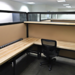 modular cubicles with maple worksurface