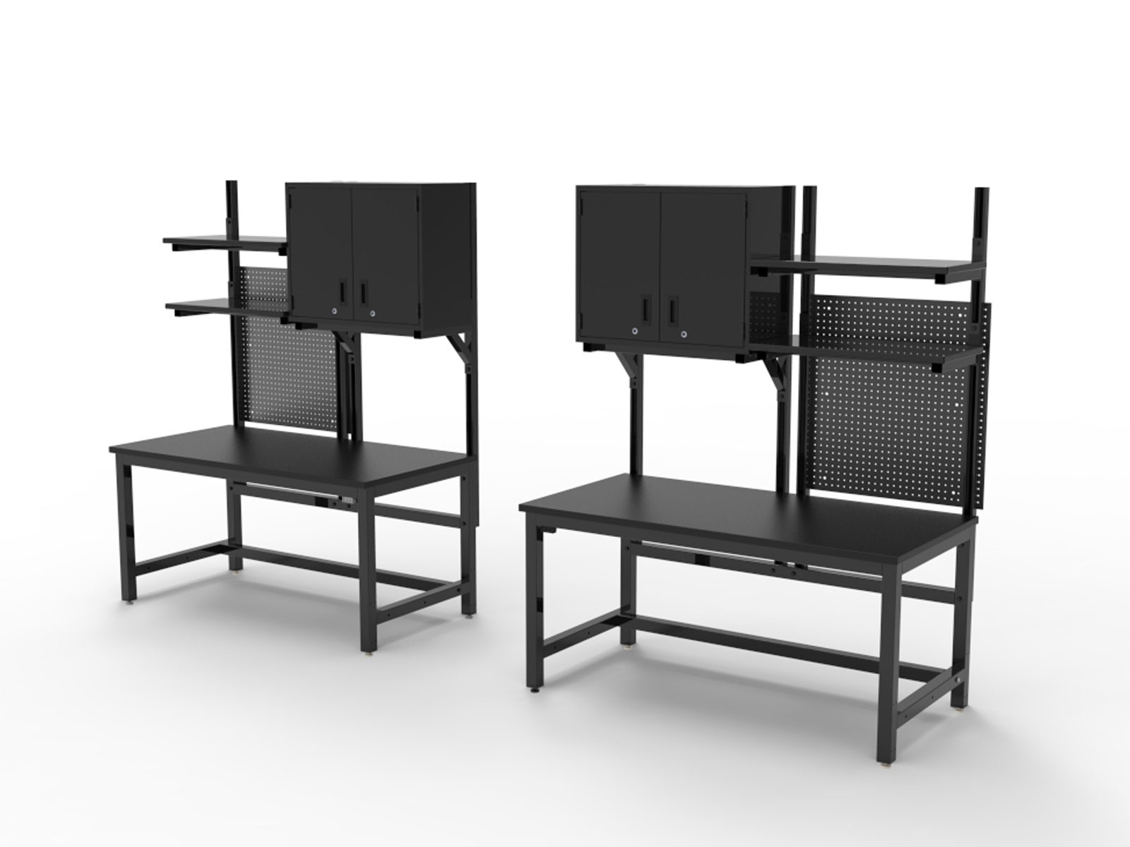 side by side black esd workbenches