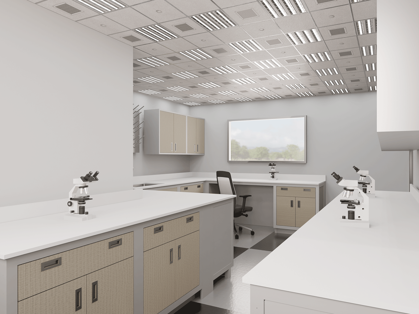 light gray rgx modular casework wet lab