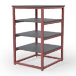 steel grey pearlescent shelves with red frame