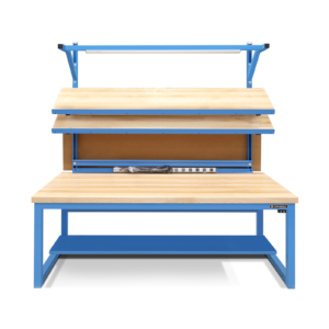 Heavy-Duty Workbench with Height Adjustable Butcher Block Work Surface