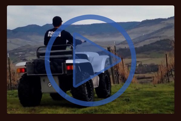 Here the FarmDogg electric All Terrain Vehicle (ATV) prototype takes tour of a vineyard. Unlike gasoline ATVs this model is quiet and vibration free. Video opens in a new window. 