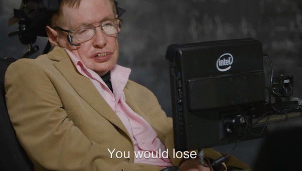 Nobel prize-winning scientist Stephen Hawking predicts the outcome of battle between a robot and John Oliver, host of the comedy news program “Last Week Tonight”